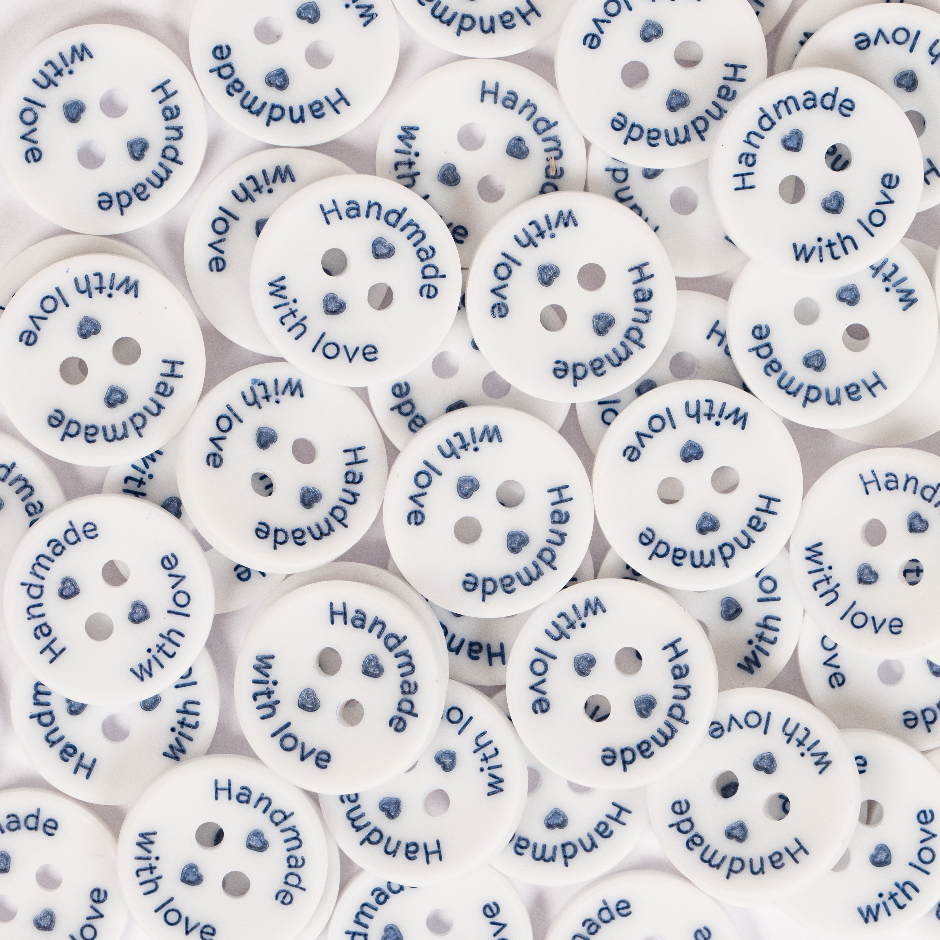 15MM 2 HOLE HANDMADE 50PCS White