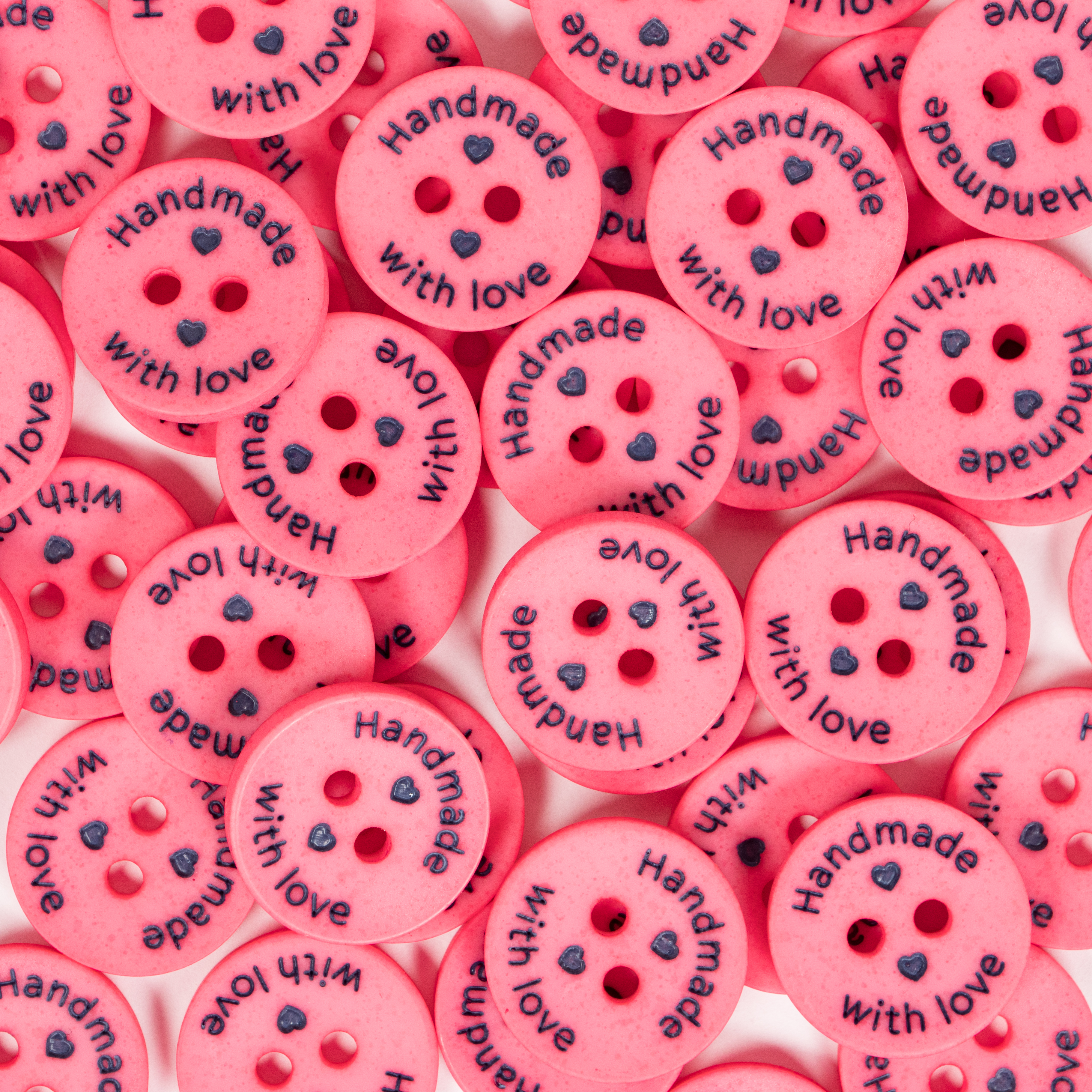 15MM 2 HOLE HANDMADE 50PCS Pink 335