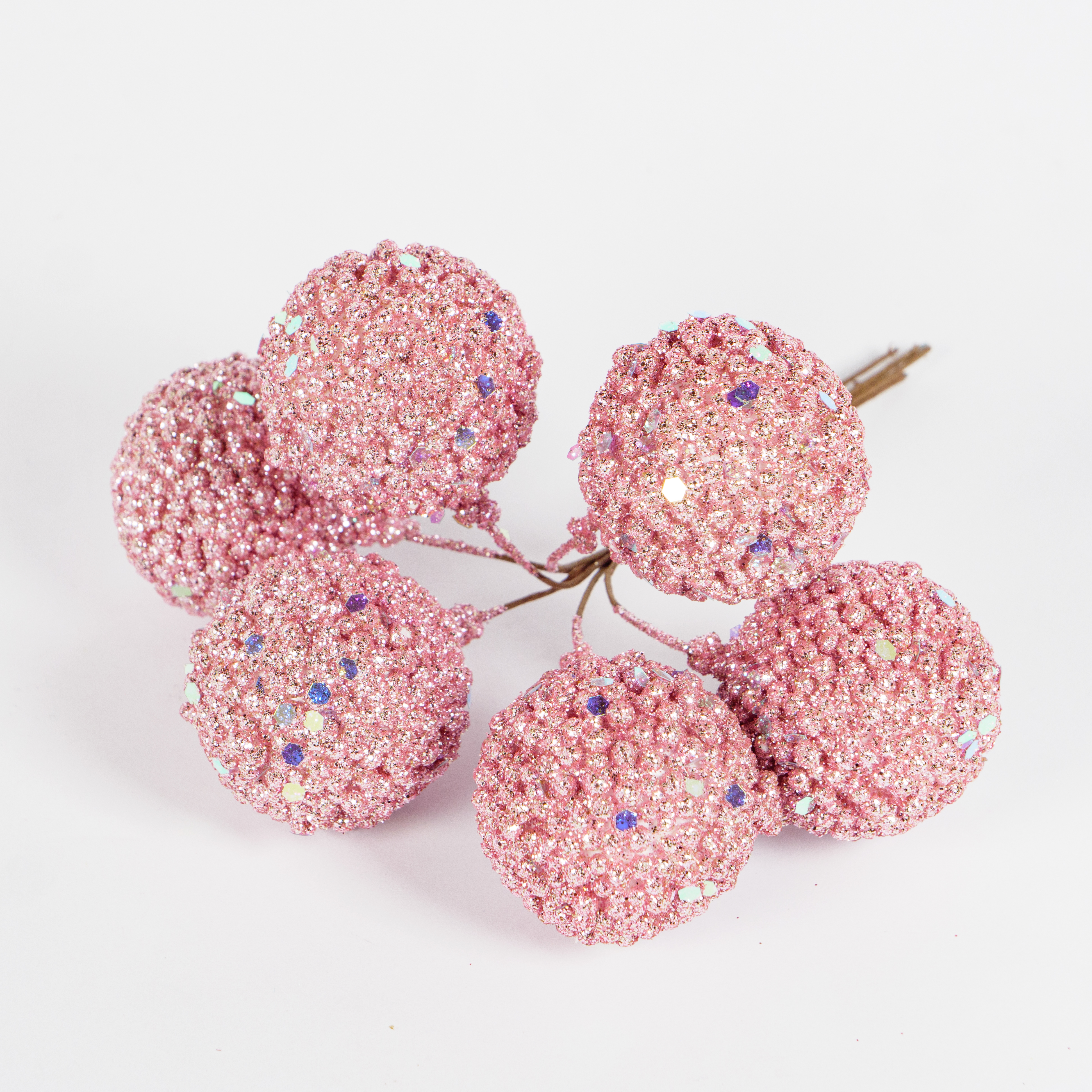 BEADED LOOK DECO BALLS 3.5CM 6 HEADS