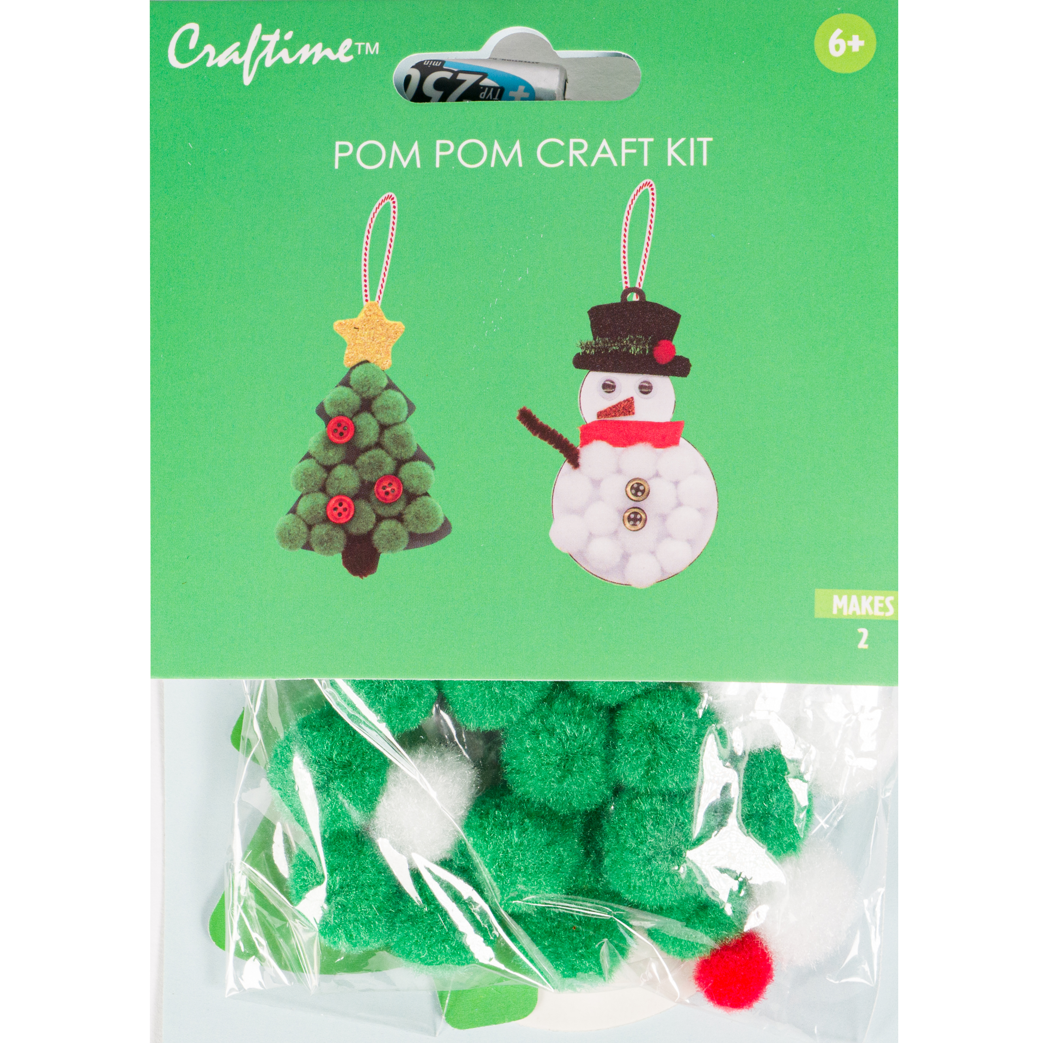 MINI POM POM KITS XMAS TREE/SNOWMAN