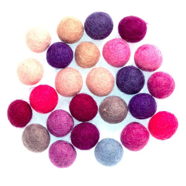 35mm Purple Glitter Pom Poms For Crafts Decoration Sewing Card