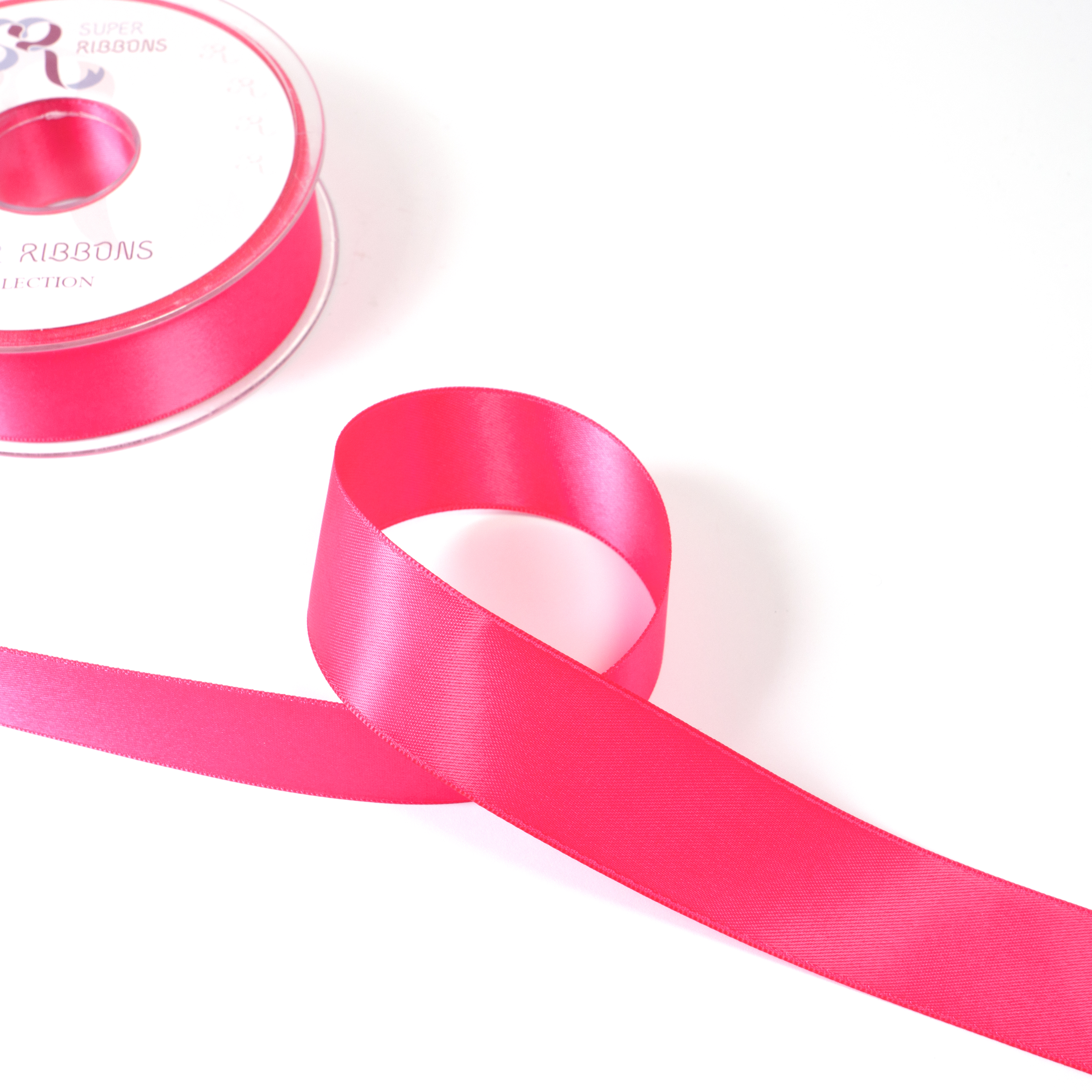 25MM HABICO DOUBLE SATIN RIBBON  - 20MTS 175 Shocking Pink