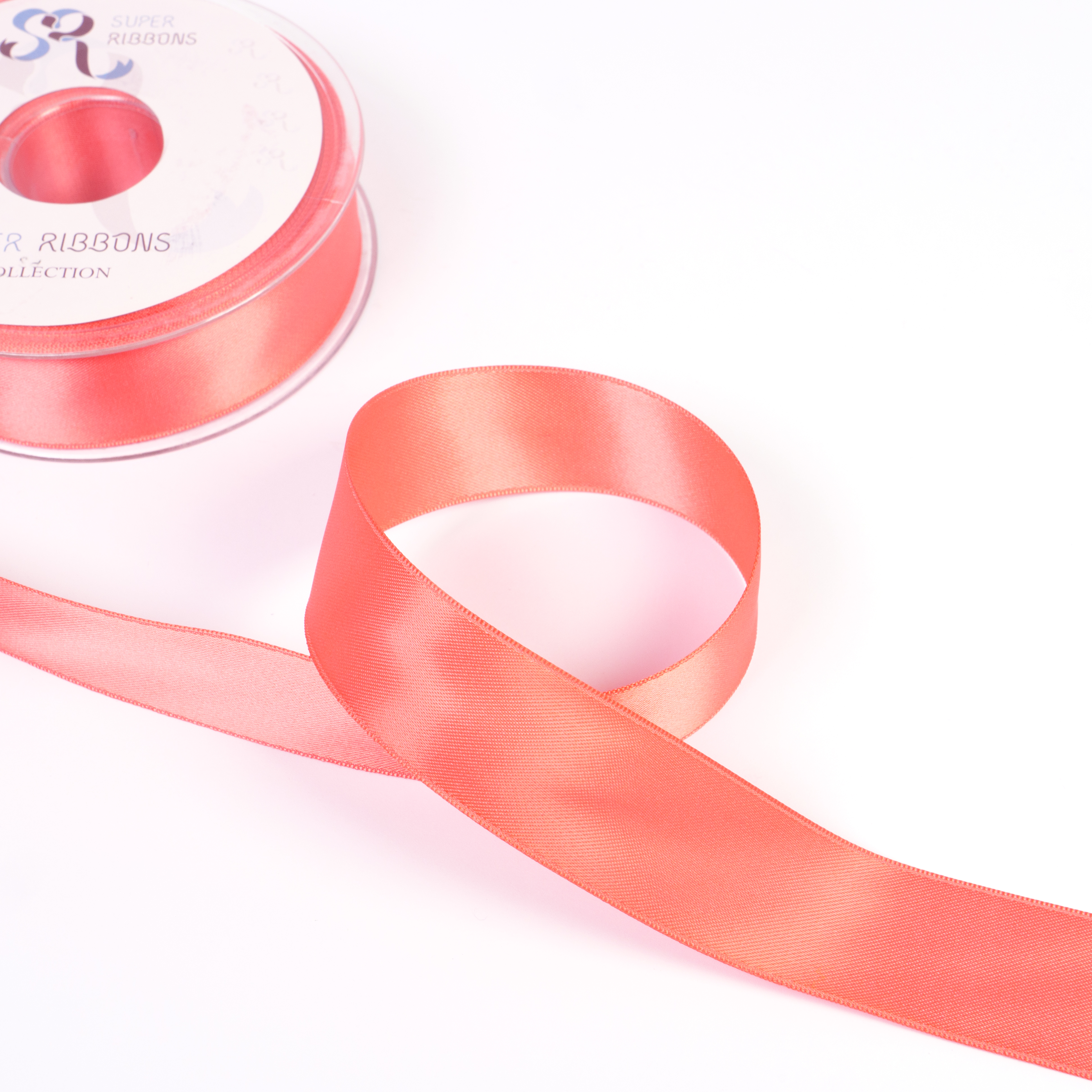 25MM HABICO DOUBLE SATIN RIBBON  - 20MTS 243 Coral