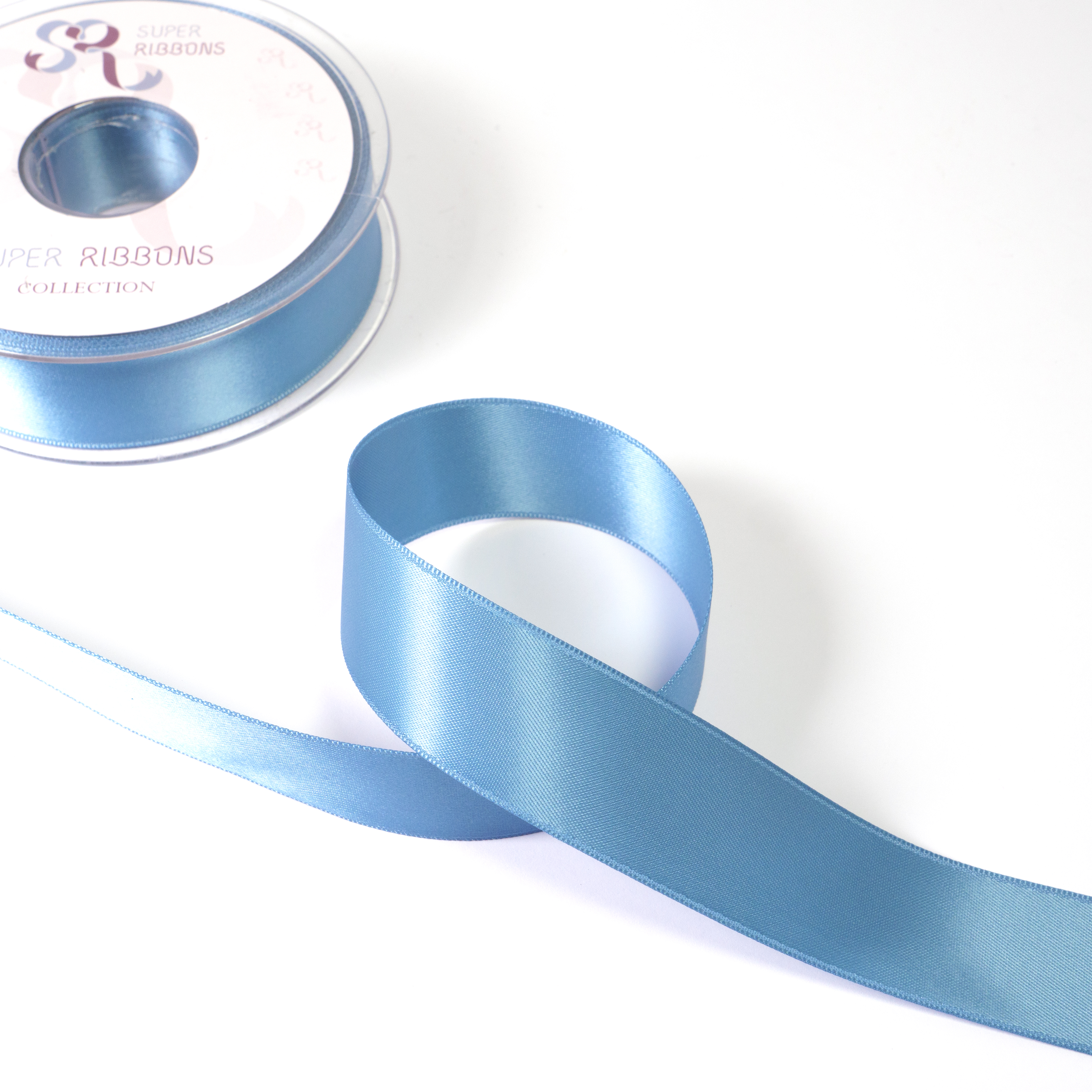 25MM HABICO DOUBLE SATIN RIBBON  - 20MTS 338 Antique Blue