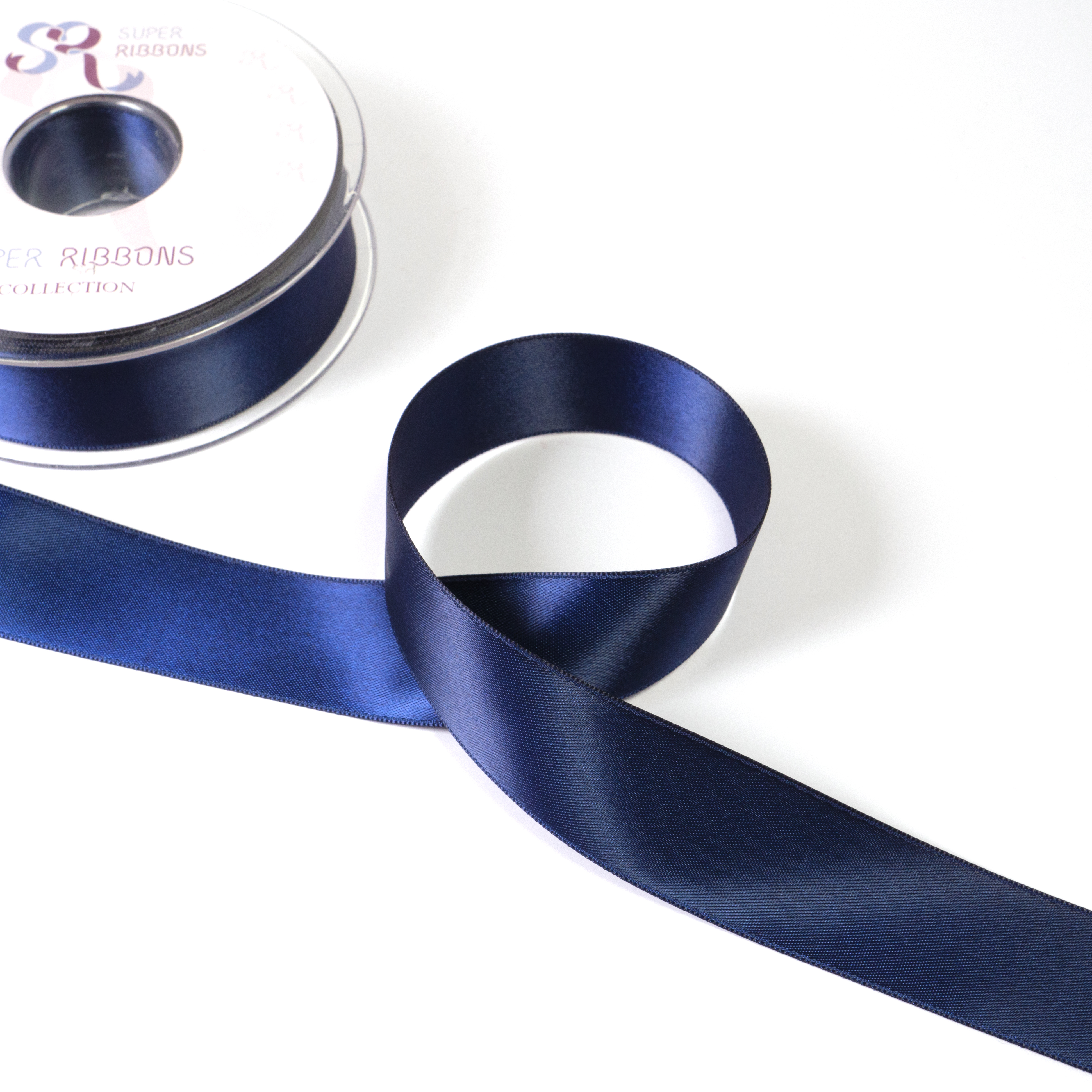 25MM HABICO DOUBLE SATIN RIBBON  - 20MTS 370 Navy