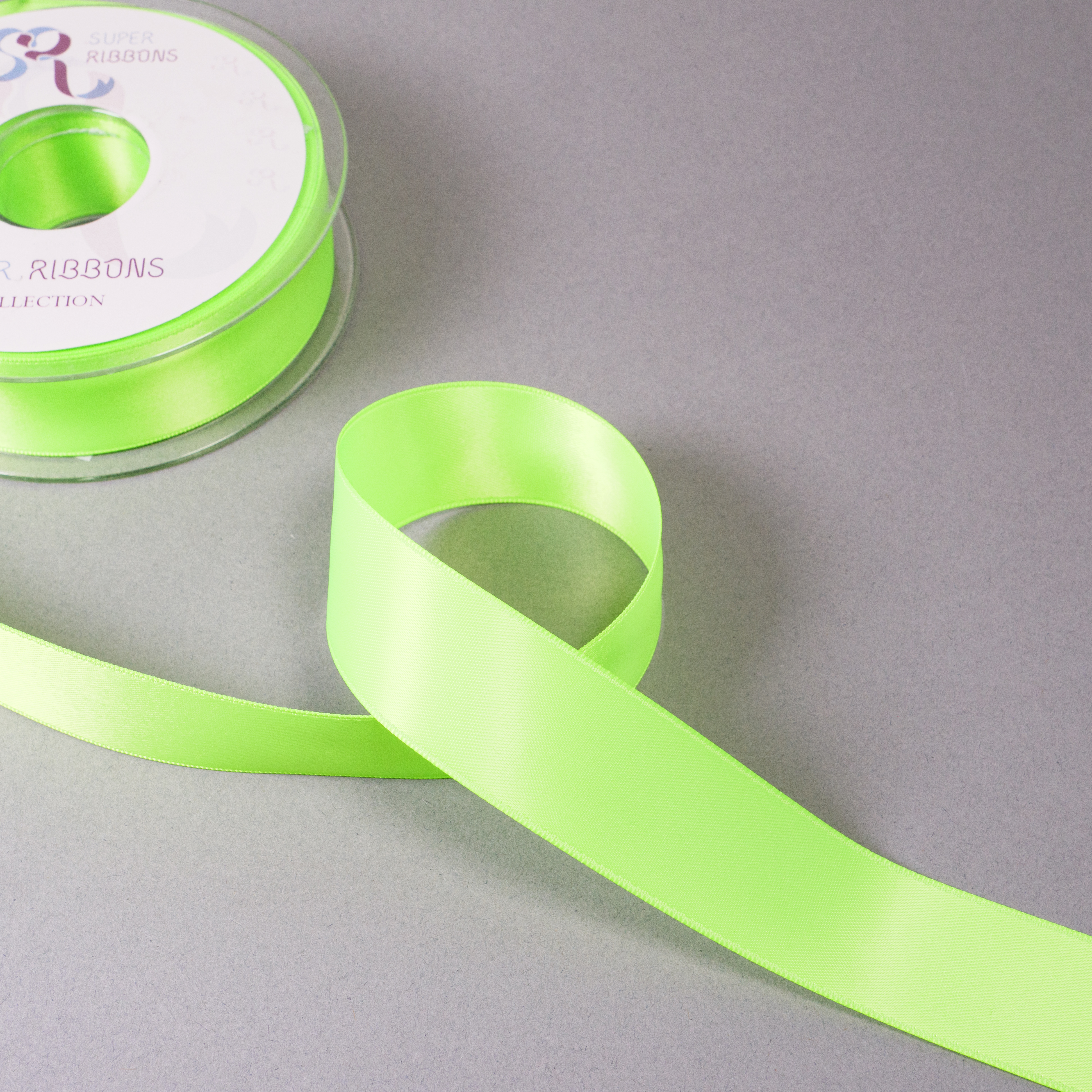 25MM HABICO DOUBLE SATIN RIBBON  - 20MTS 544 Neon Green