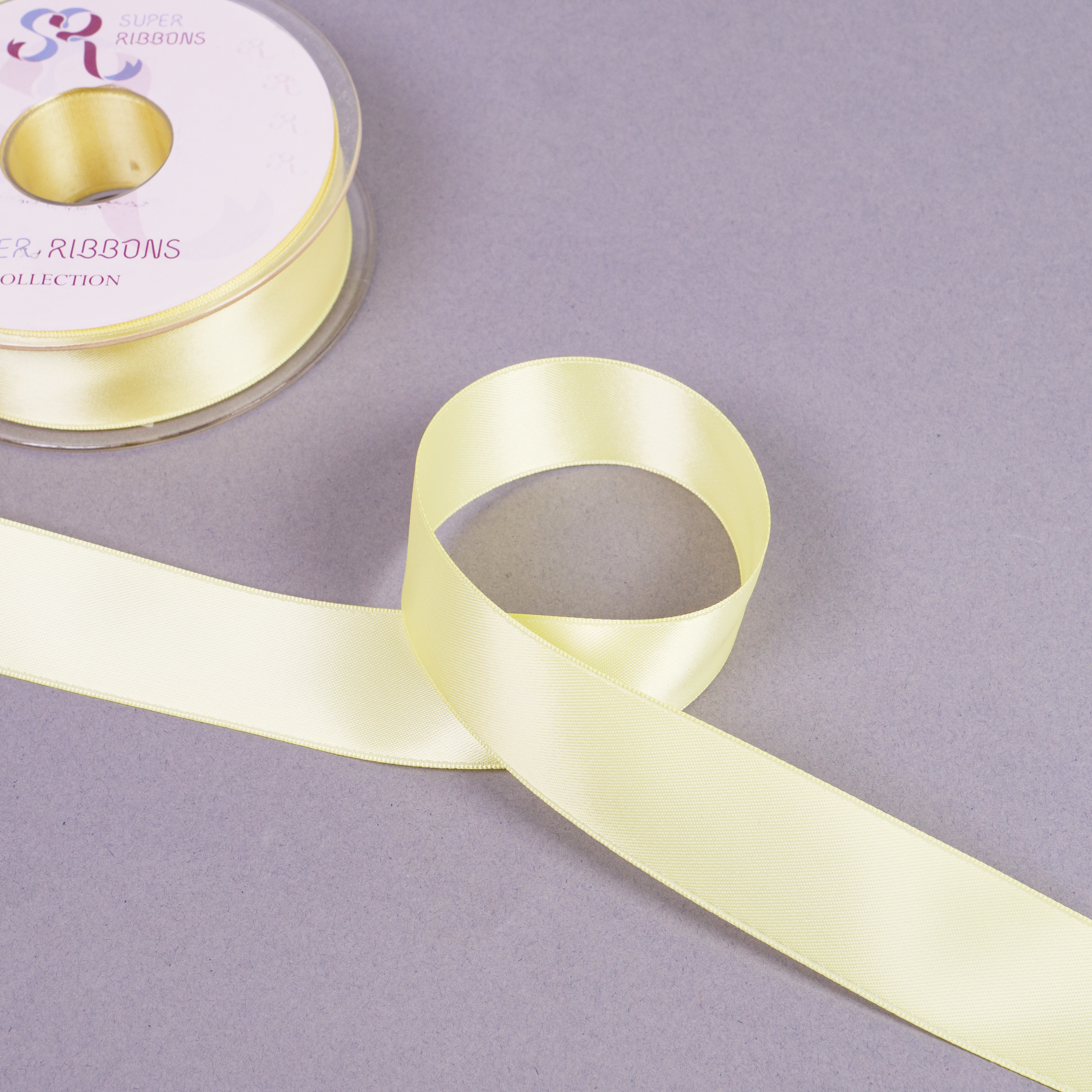 25MM HABICO DOUBLE SATIN RIBBON  - 20MTS 617 Lemon