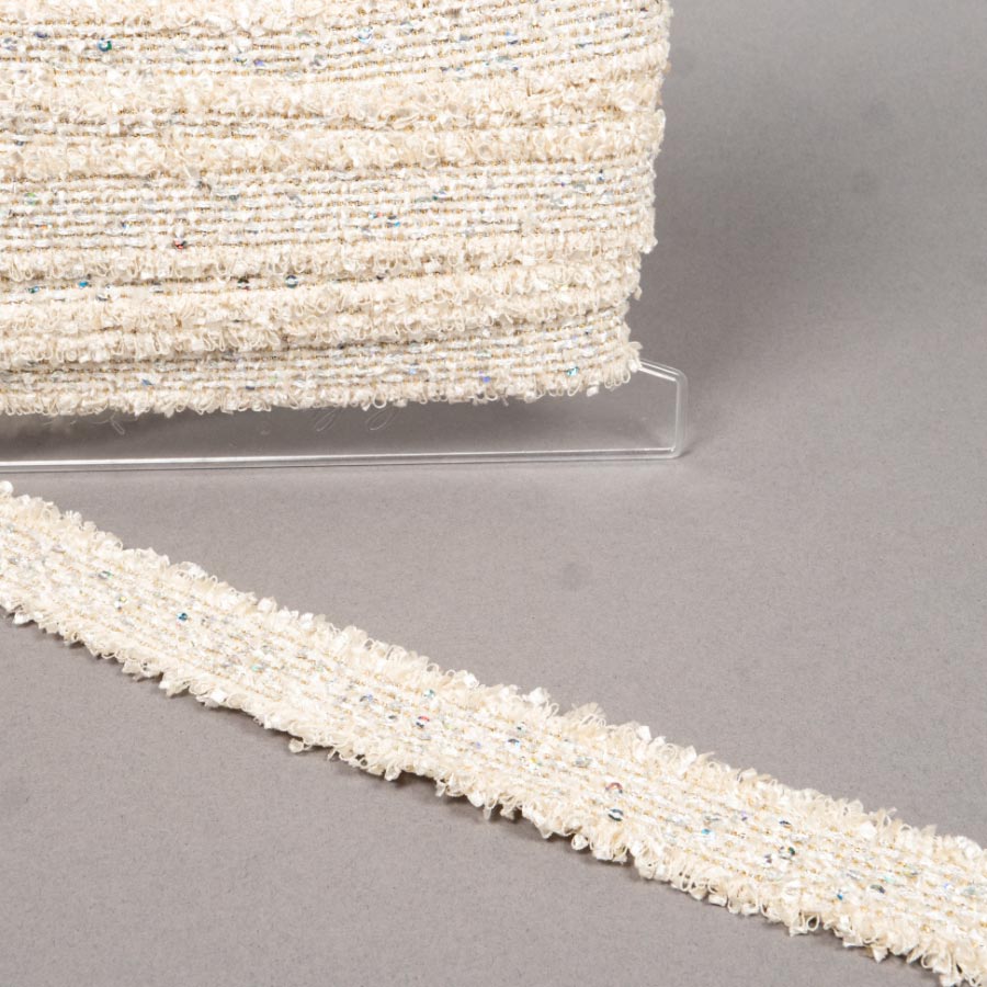 30MM LUREX KNITTED CTR/FRAYED EDGES 15M 0003