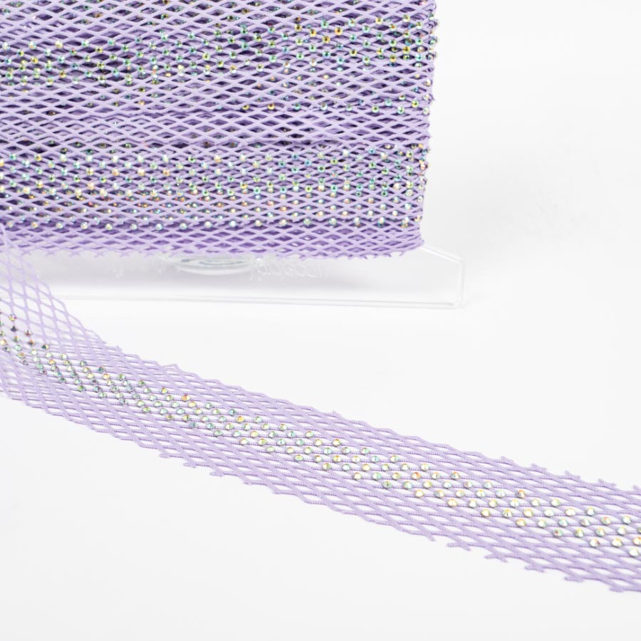 50MM ELASTICATED NET TRIM/CRYSTALS 10M