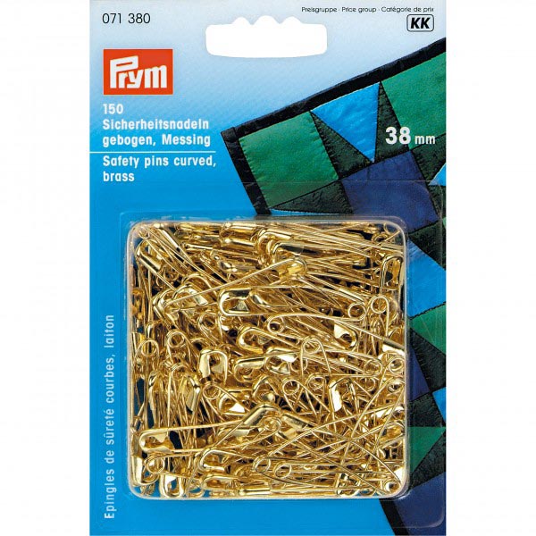 SAFETY PINS CURVED BRASS 2 GOLD  38MM 071380