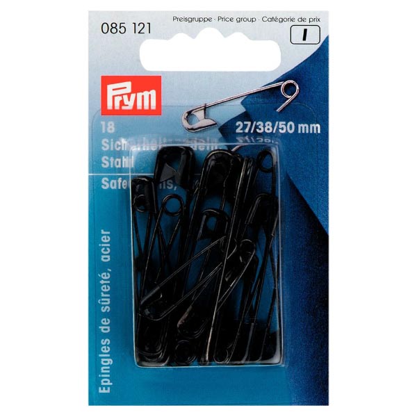 SAFETY PINS W'COIL NO. 0-3 BLK 27/38/50MM 085121