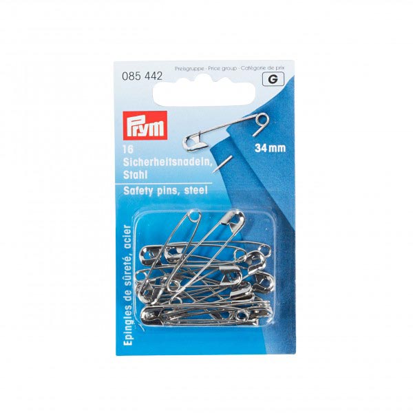 SAFETY PINS WITH COIL NO. 1 SILVER  34MM 085442