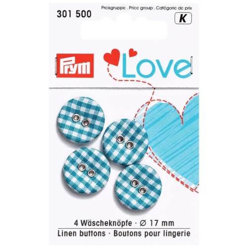 PRYM LOVE LINEN BUTTONS 17MM BLUE 301500