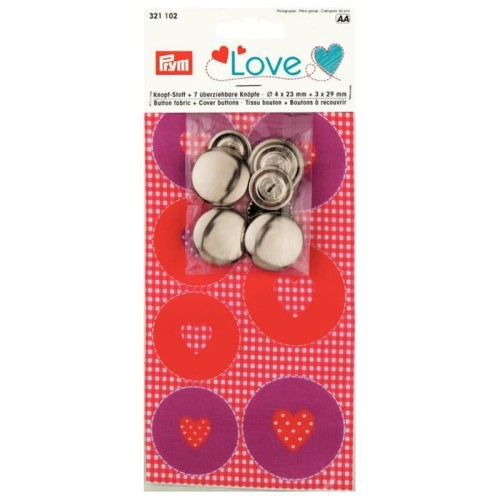 PRYM LOVE BUTTON FABRIC  HEART + 7 BUTTONS 321102