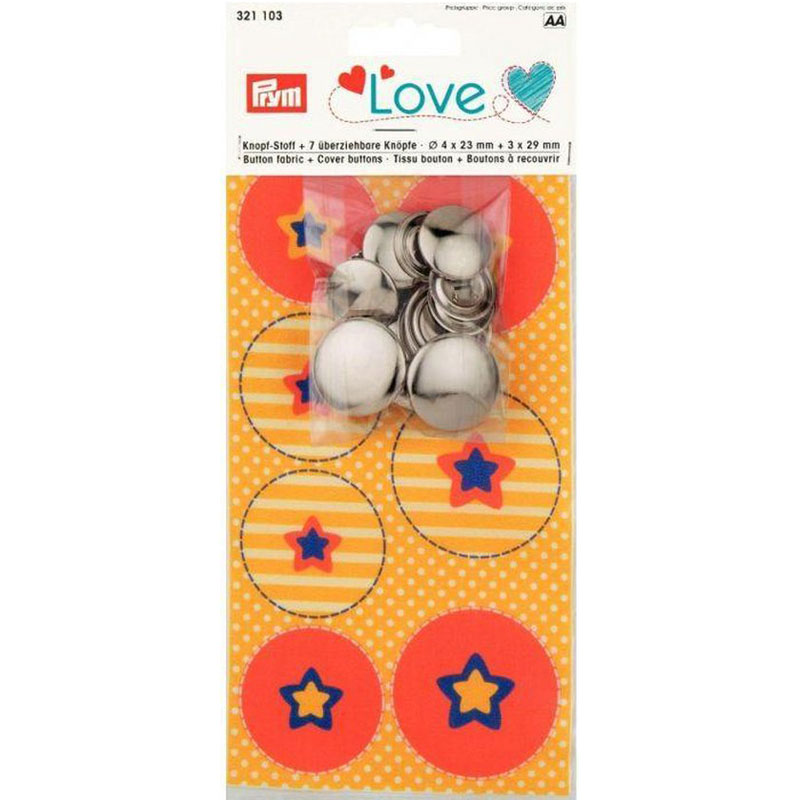 PRYM LOVE BUTTON FABRIC STAR + 7 BUTTONS 321103