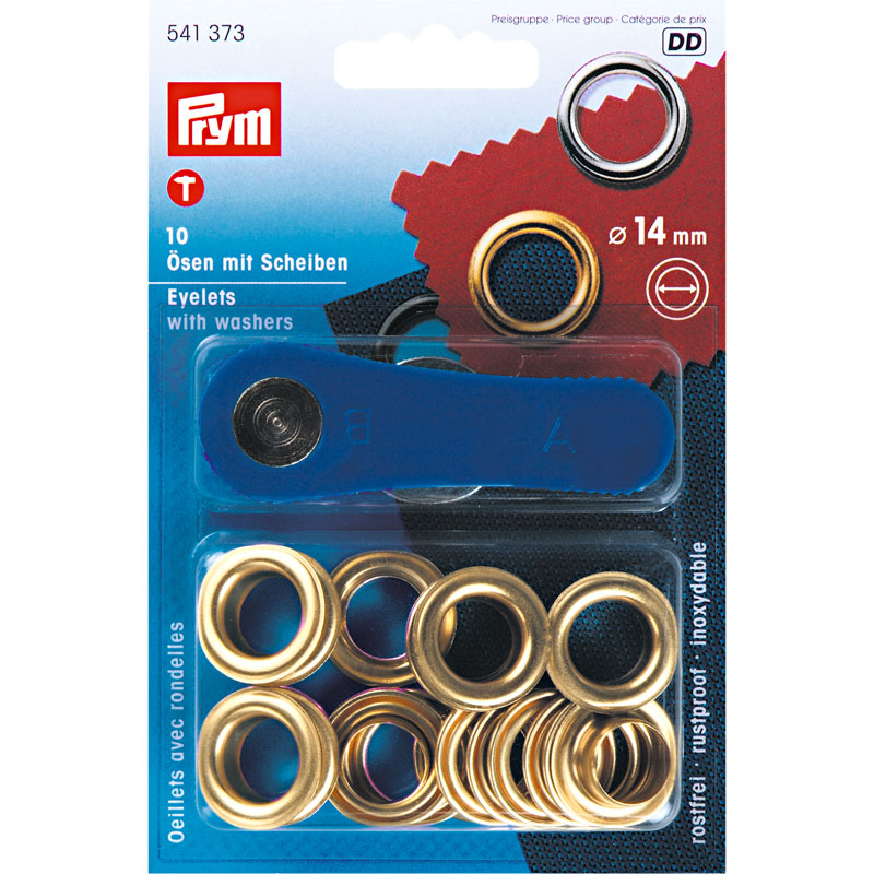 EYELETS  & WASHERS 14MM GILT 541373