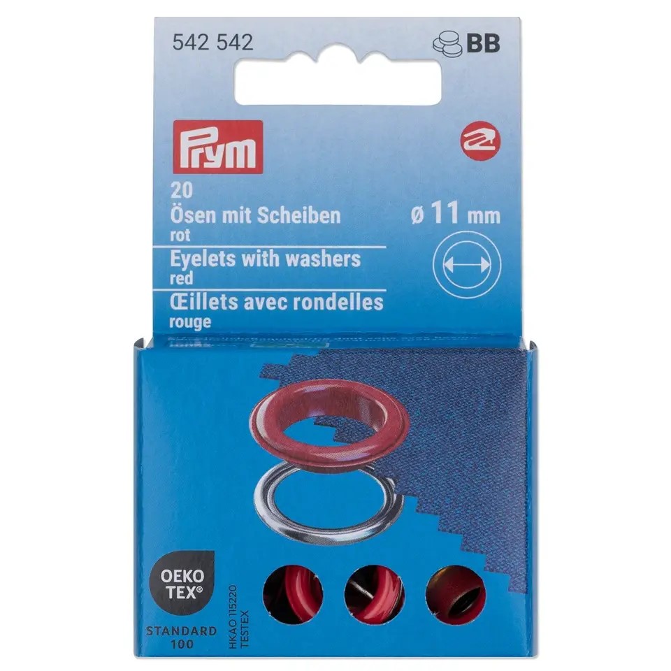 EYELETS WITH WASHERS 11MM RED 20PC 542542