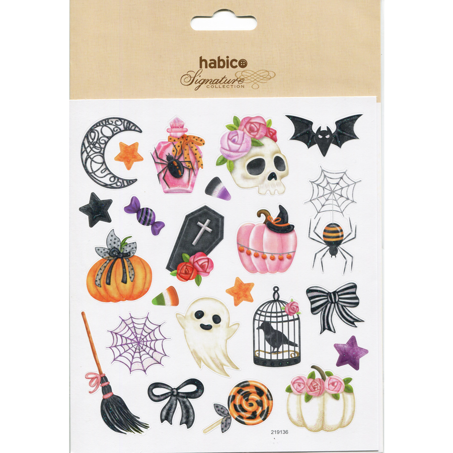 STICKERS PK10 ASSTD HALLOWEEN WITH GLITTER 219136