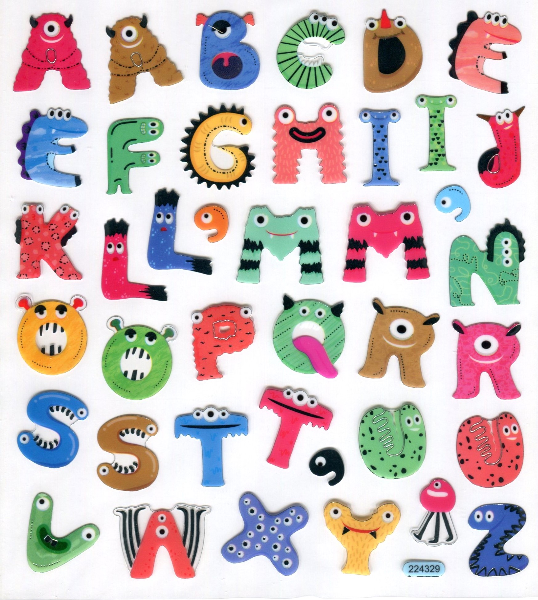 ALPHABET GOOGLY EYES STICKERS 10PCS