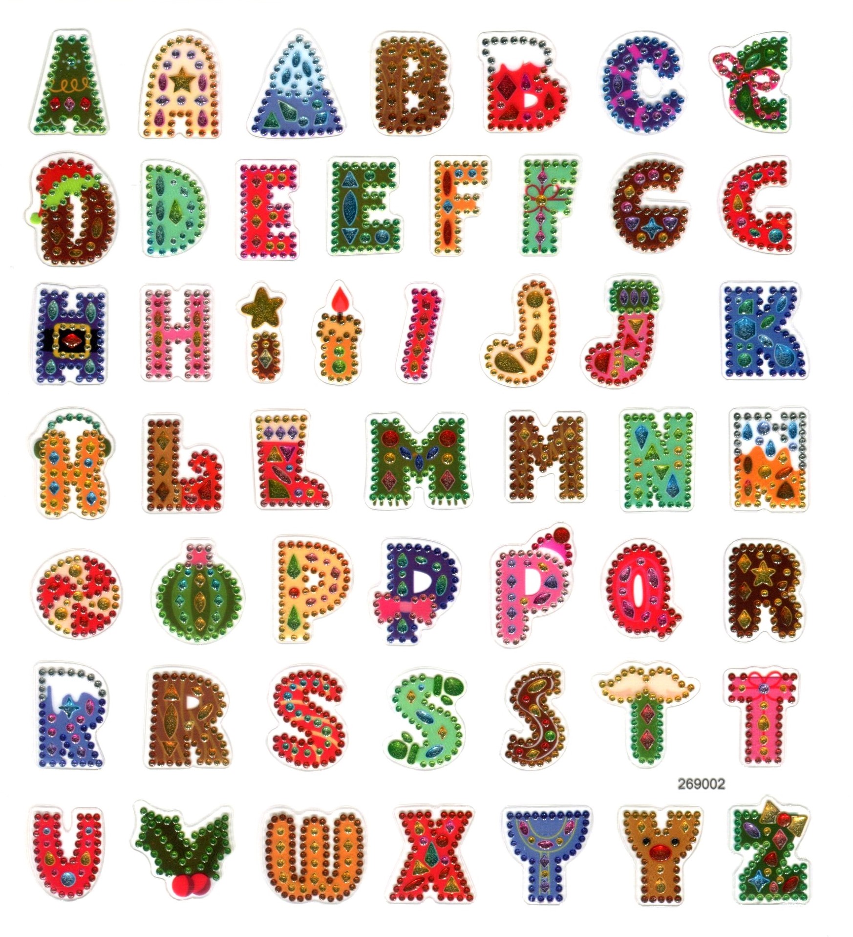 CHRISTMAS ALPHABET STICKERS 10PCS