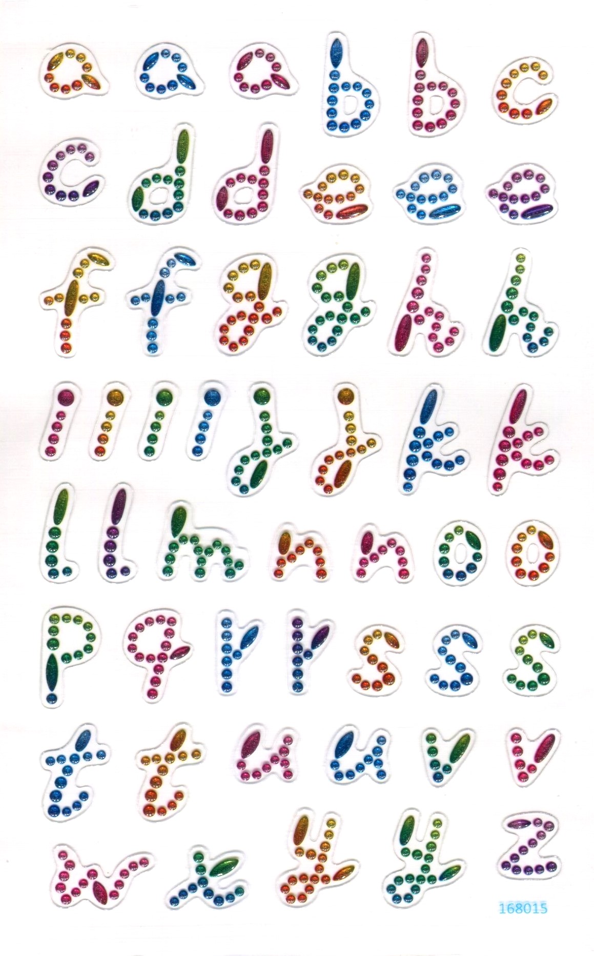 CRYSTAL STICKERS ALPHABET LOWER CASE 10PCS