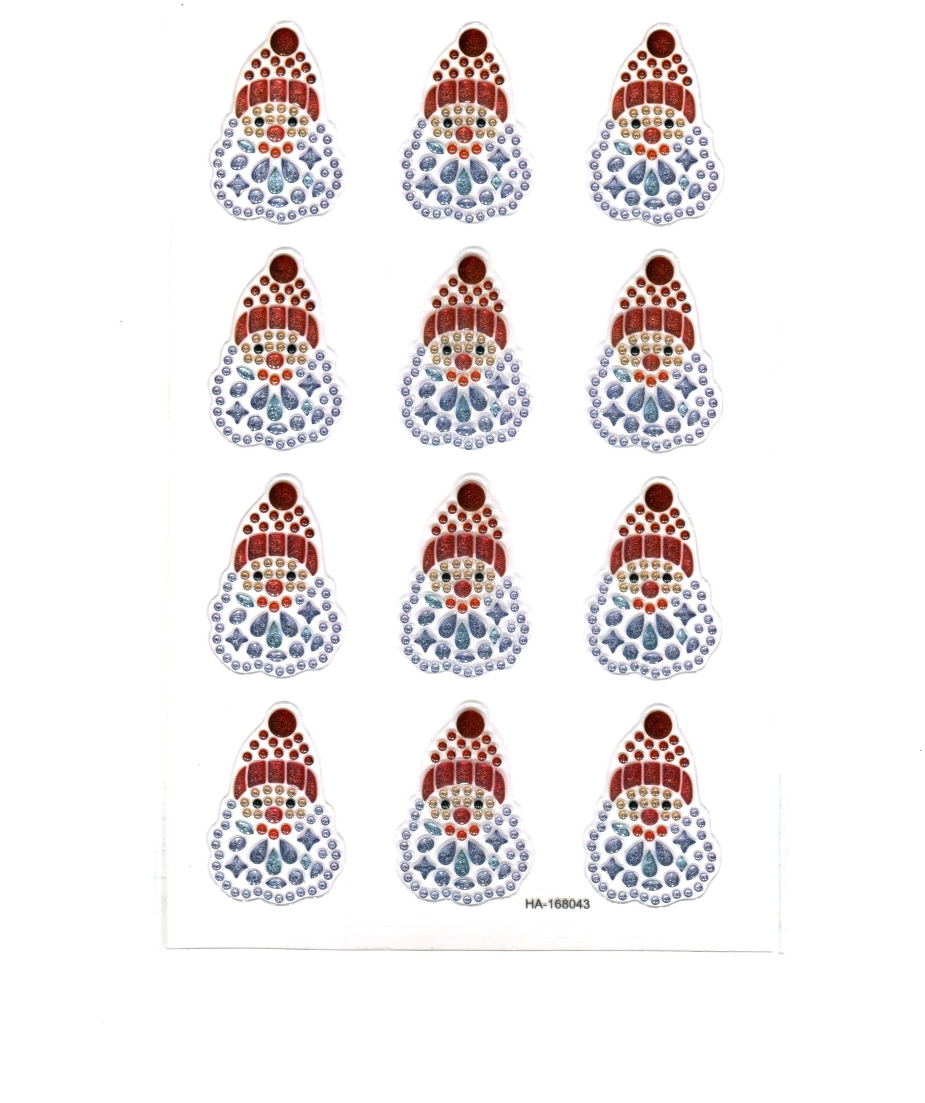 CRYSTAL STICKERS SANTA 10PCS