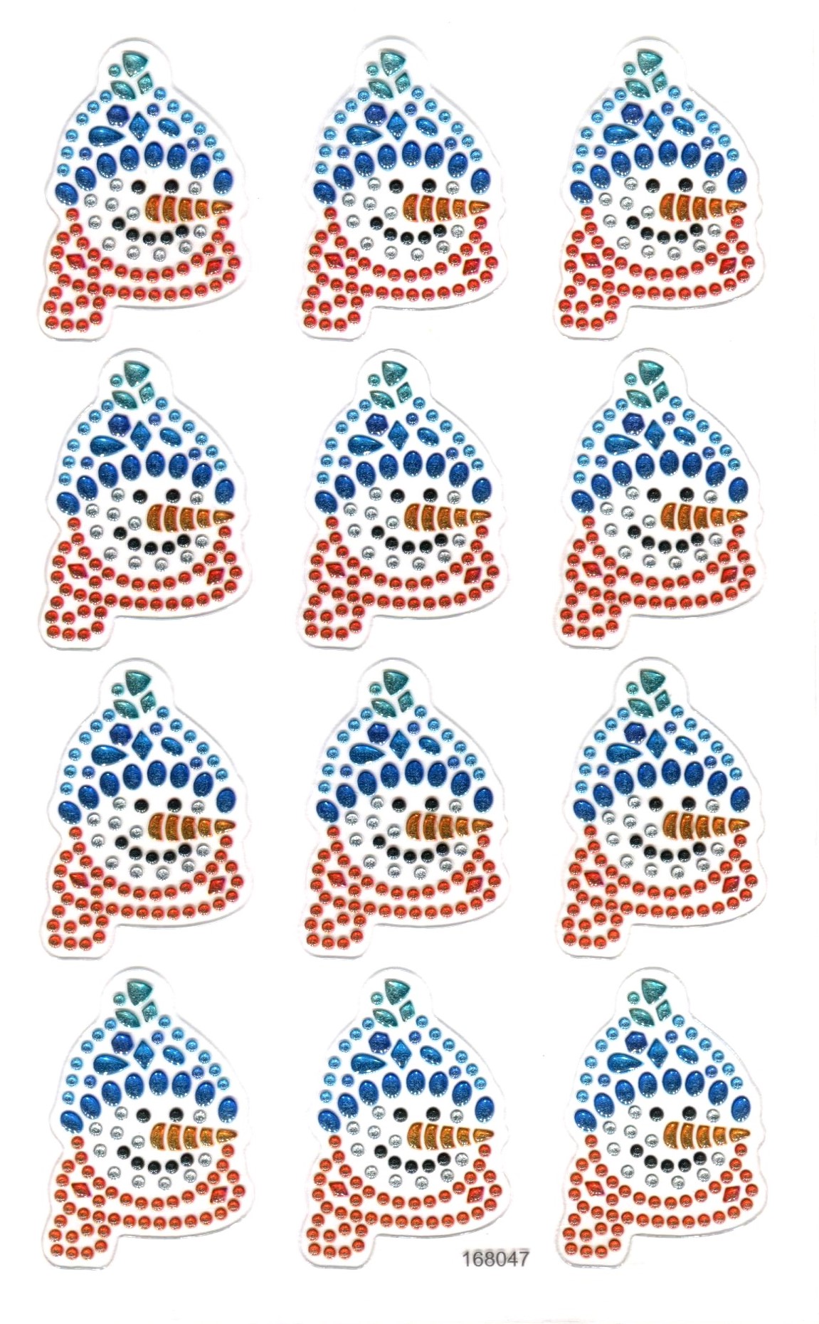 CRYSTAL STICKERS SNOWMEN 10PCS