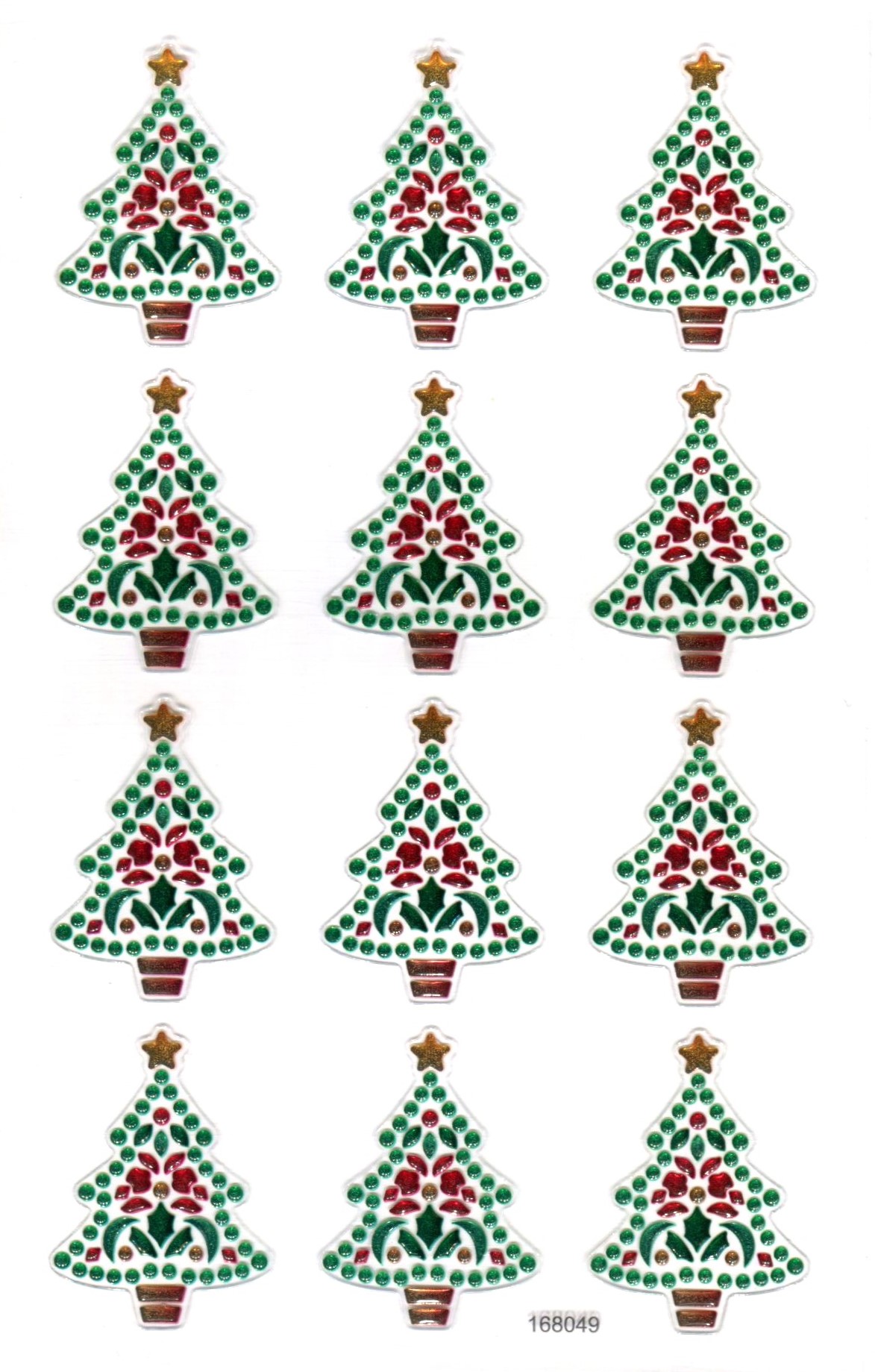 CRYSTAL STICKERS CHRISTMAS TREES 10PCS