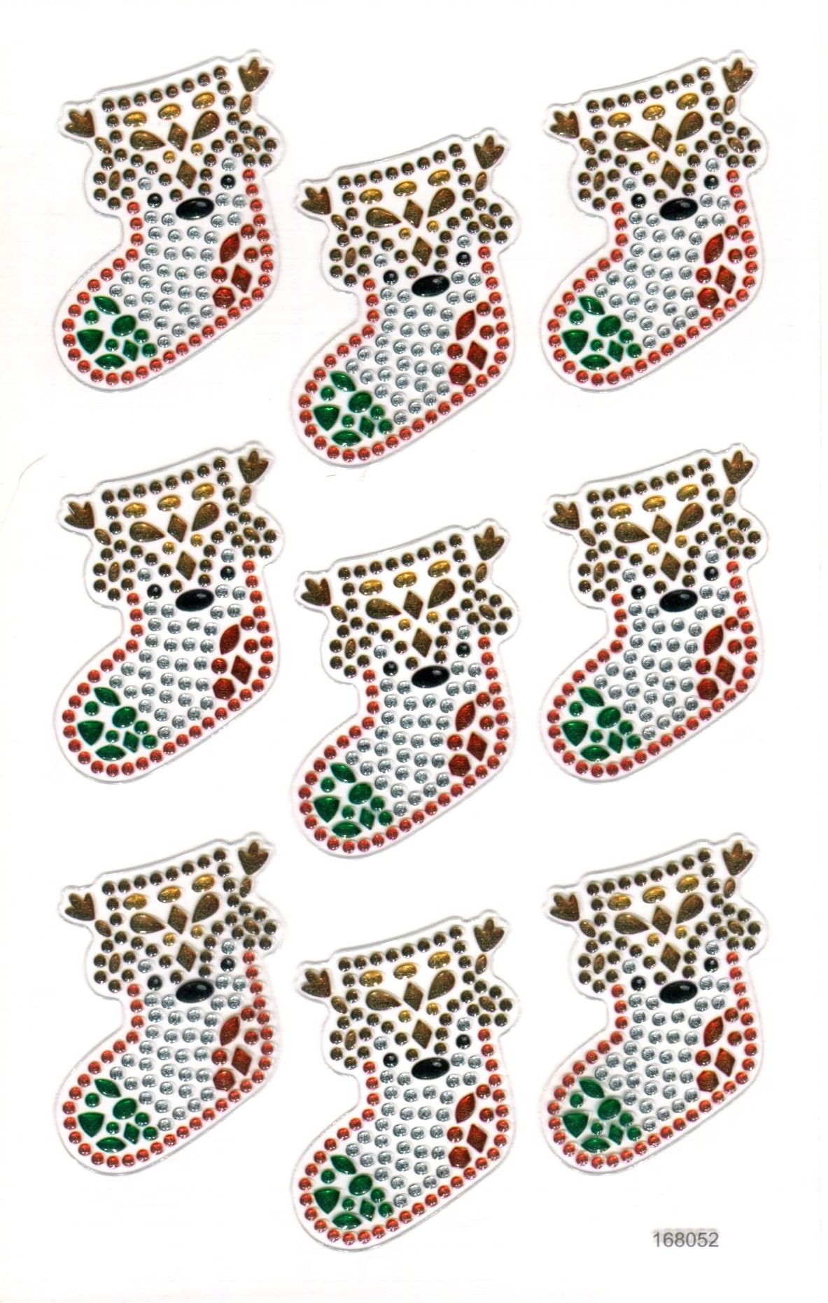 CRYSTAL STICKERS CHRISTMAS STOCKINGS 10PCS