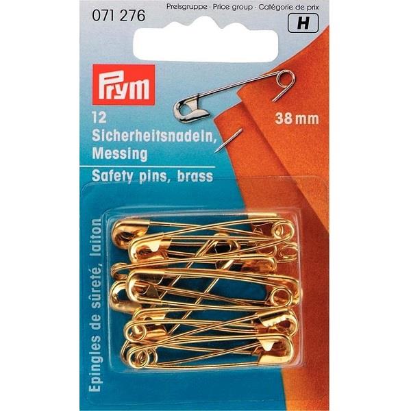 SAFETY PINS  BRASS 2 GOLD  38MM 071276