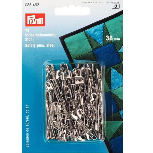 SAFETY PINS WITH COIL NO. 2 SILVER  38MM 085462